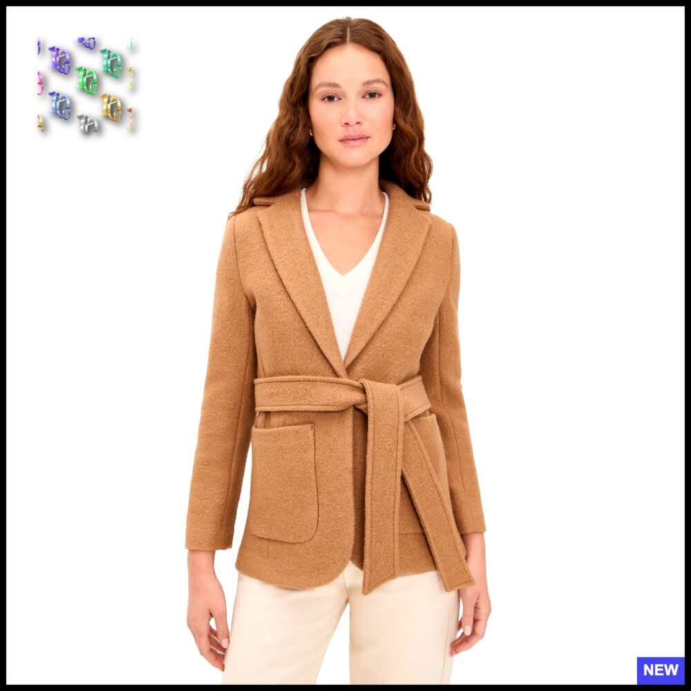 Boiled Wool Blazer Classic Elegant Minimal Chic Long Sleeve Collared Office Wear